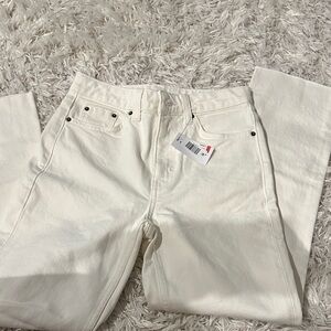 Topshop Cream Straight-Leg Jeans